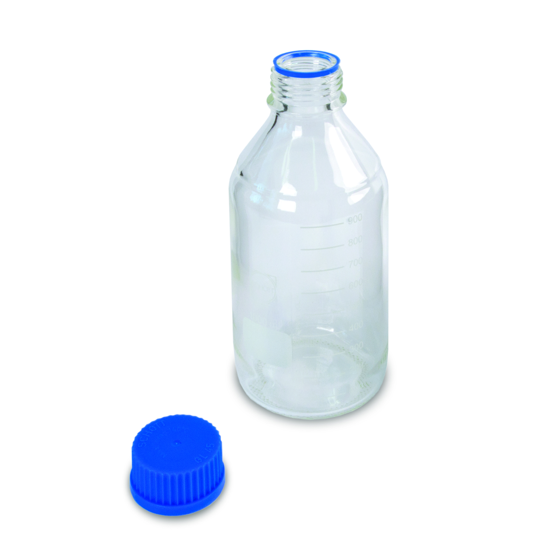 Bottle 1000mL with GL45 cap, glass, PP
