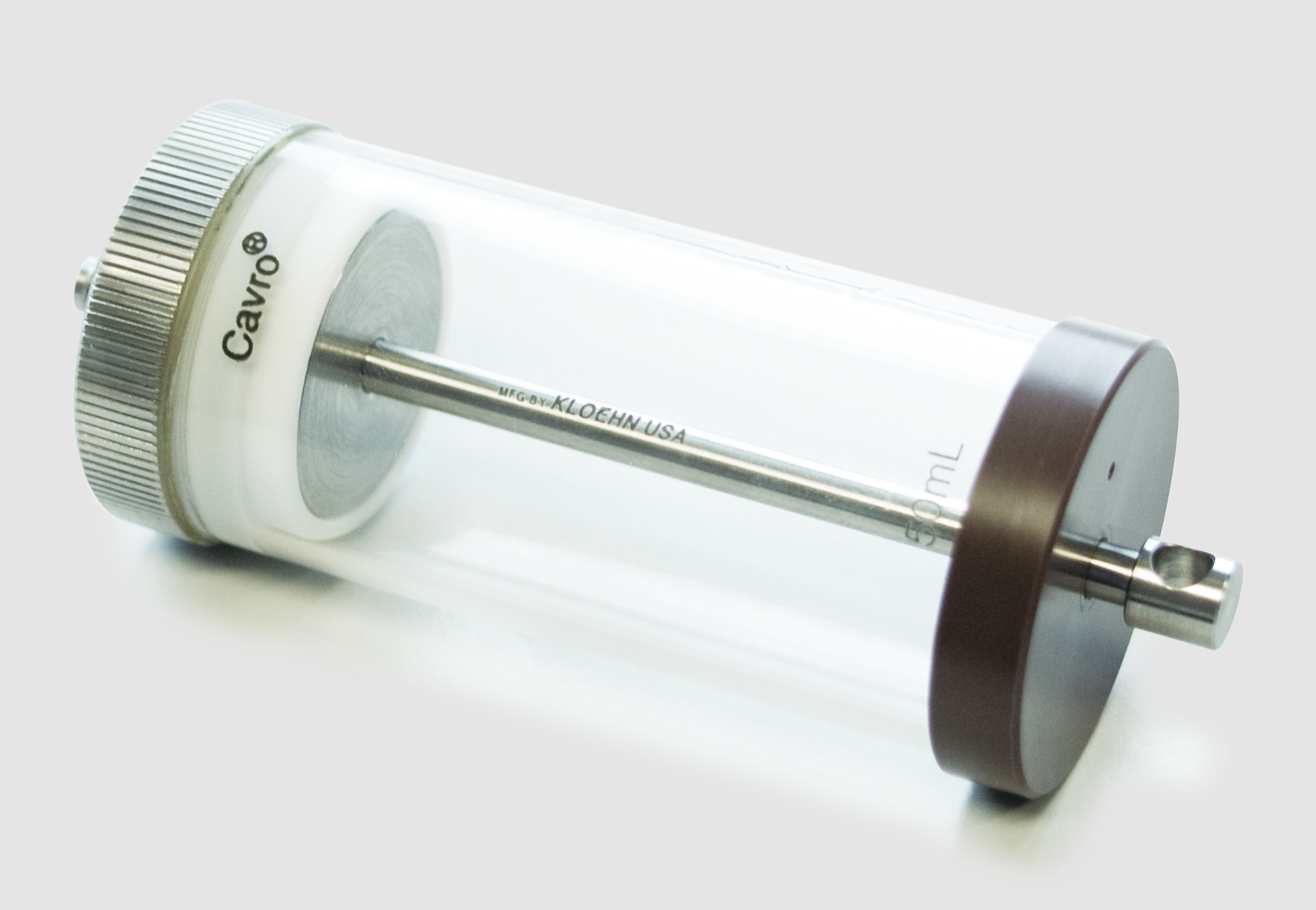 Syringe 50mL, glass, PTFE, SS